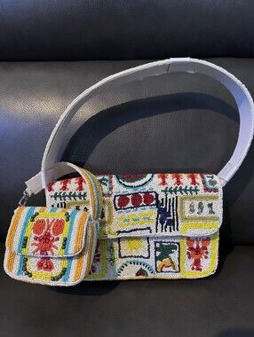 FREE SHIP>India Hand beaded Mommy & Me set Lobster and fish Bag Purse with Charm